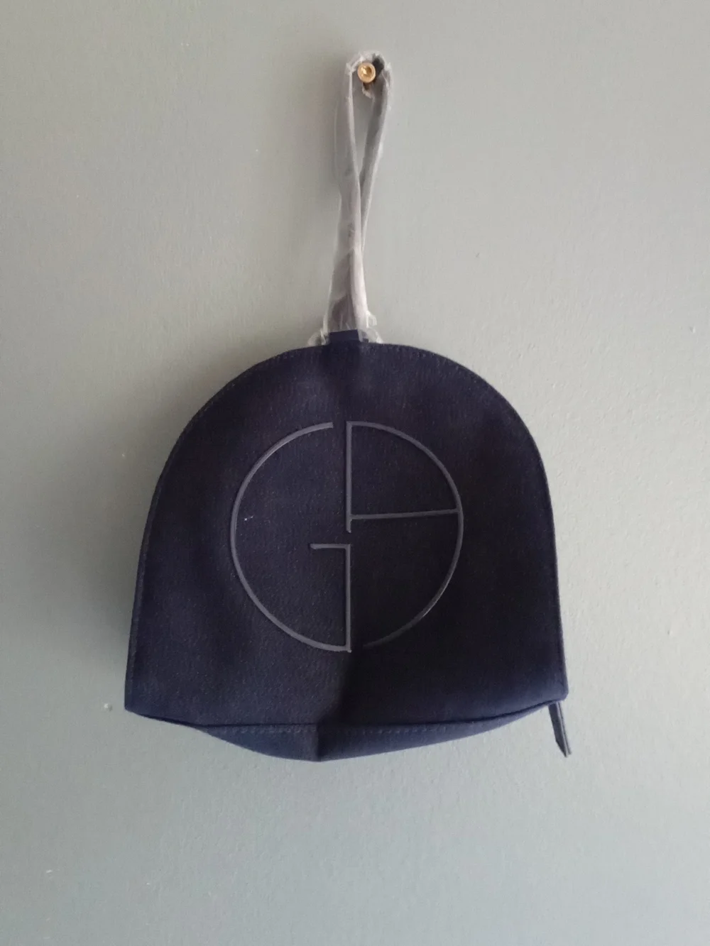 Giorgio Armani Parfums Navy Blue Canvas Cosmetic Bag Pouch GA Logo